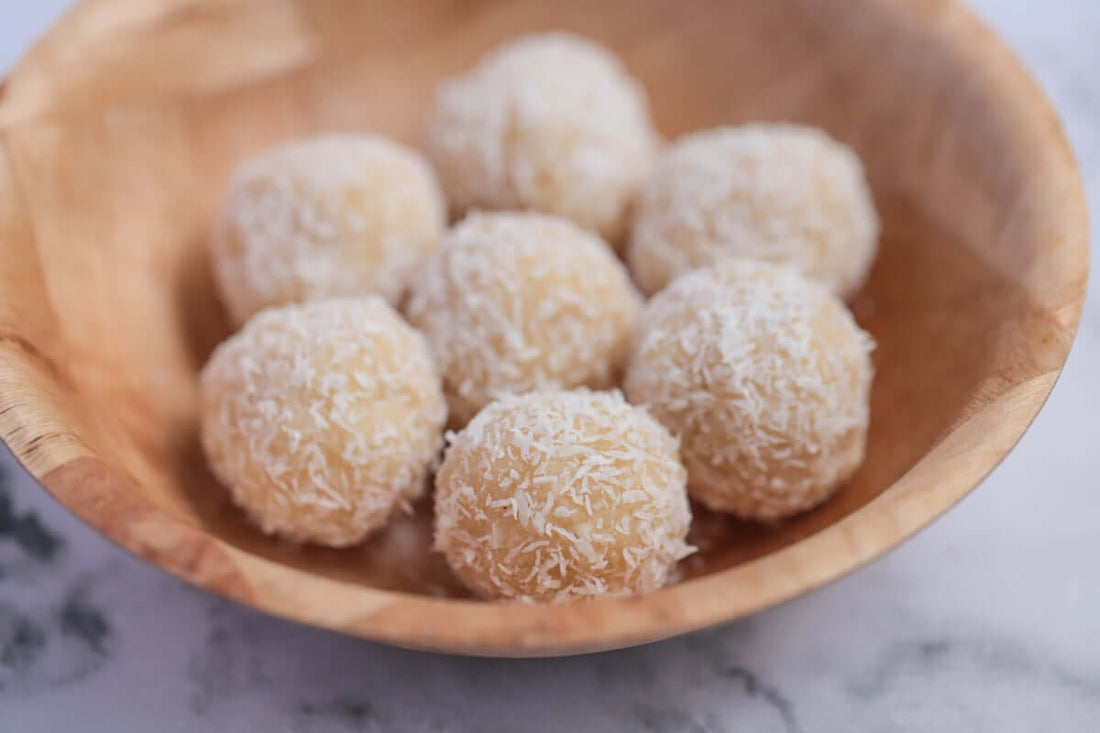 simple recipe for coconut protein balls from birch and wilde